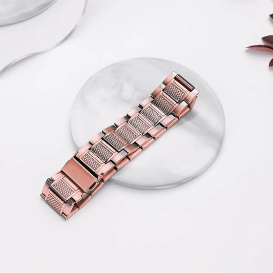 ARADOO Premium Copper Bracelet for Men with Grid Pattern Design Magnetic Wristband Jewelry Gifts